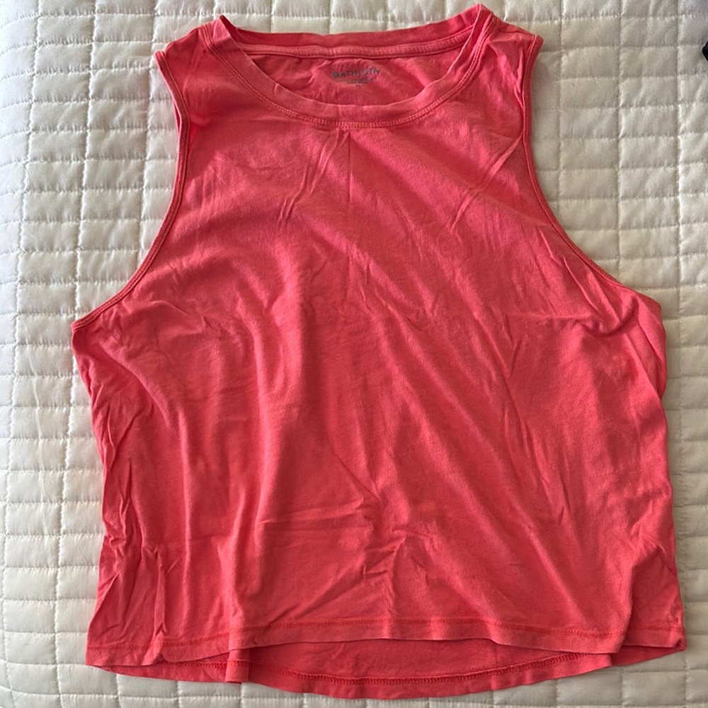 Athleta Pink Sleeveless Crop Muscle Tee